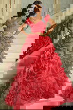 ruffled off the shoulder ball gown 42187