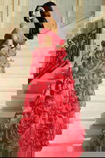 ruffled coral a line dress 42187