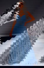 blue embellished sheer dress 42199