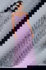 lilac embellished plunging neckline dress 42199