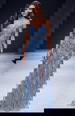 plunging neckline embellished sheer dress