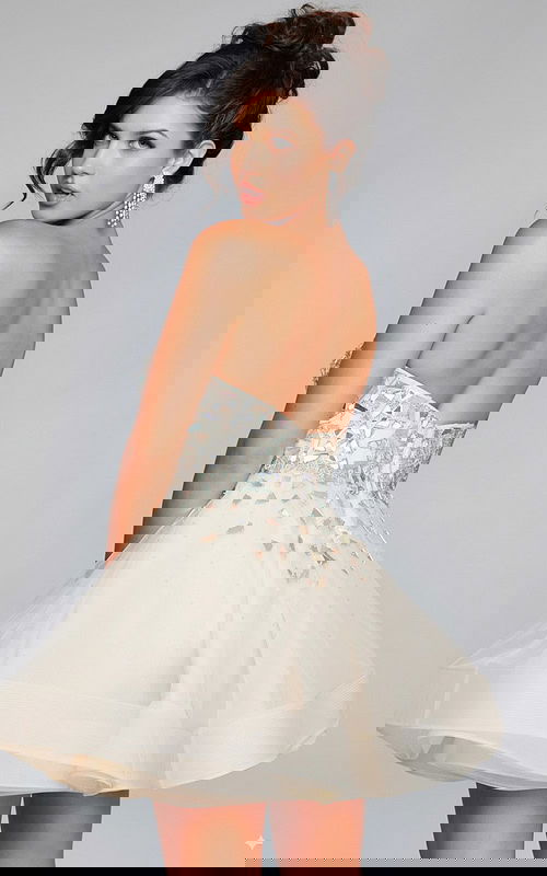 ivory fit and flare embellished dress 42282