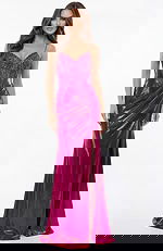 fuchsia beaded dress in metallic fabric 42336