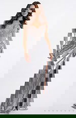 metallic beades silver dress 42336