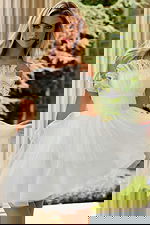 ruffled neckline and layered skirt short dress 42340