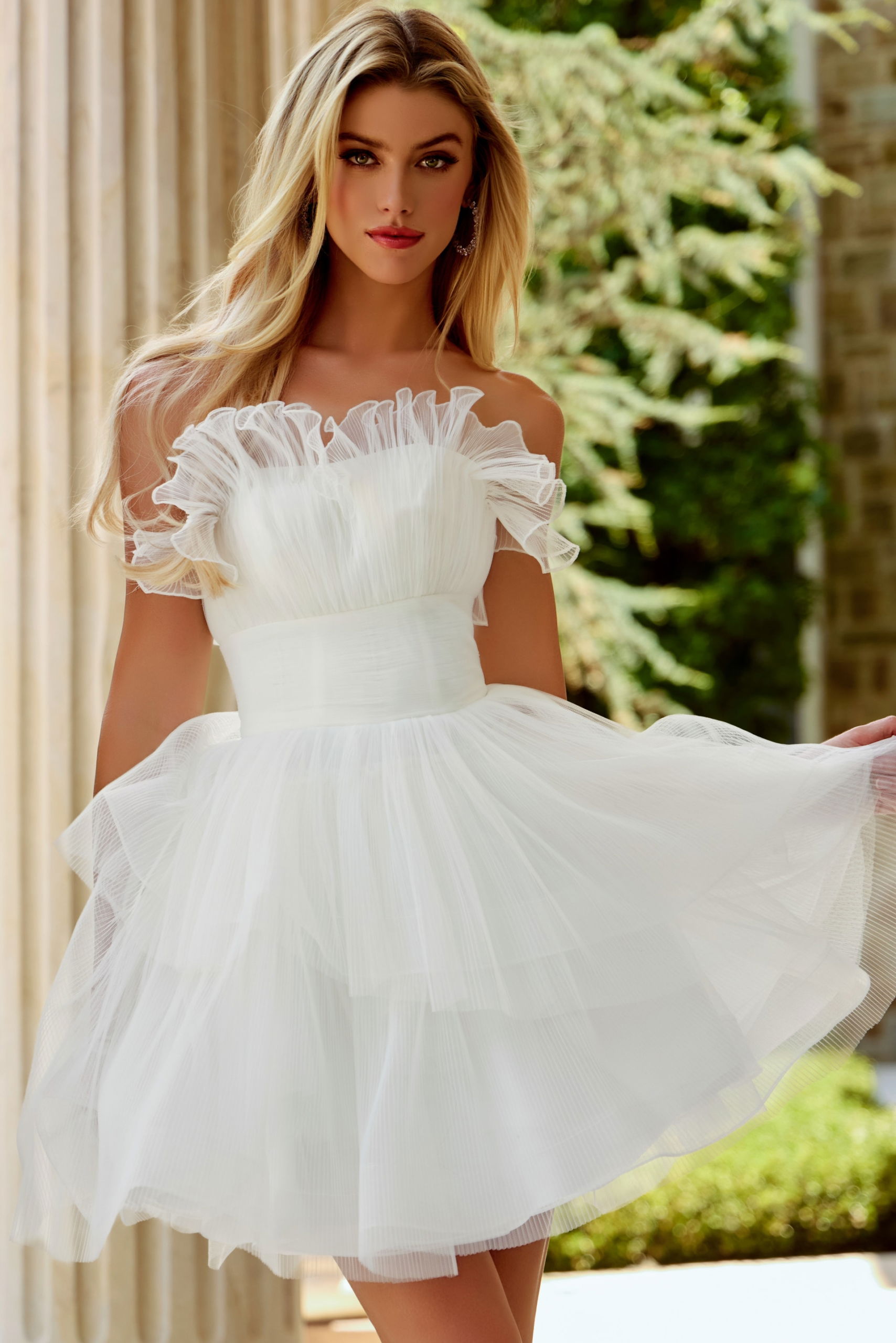 Tulle Mini Dress with Ruffled Bodice 42340 | Jovani