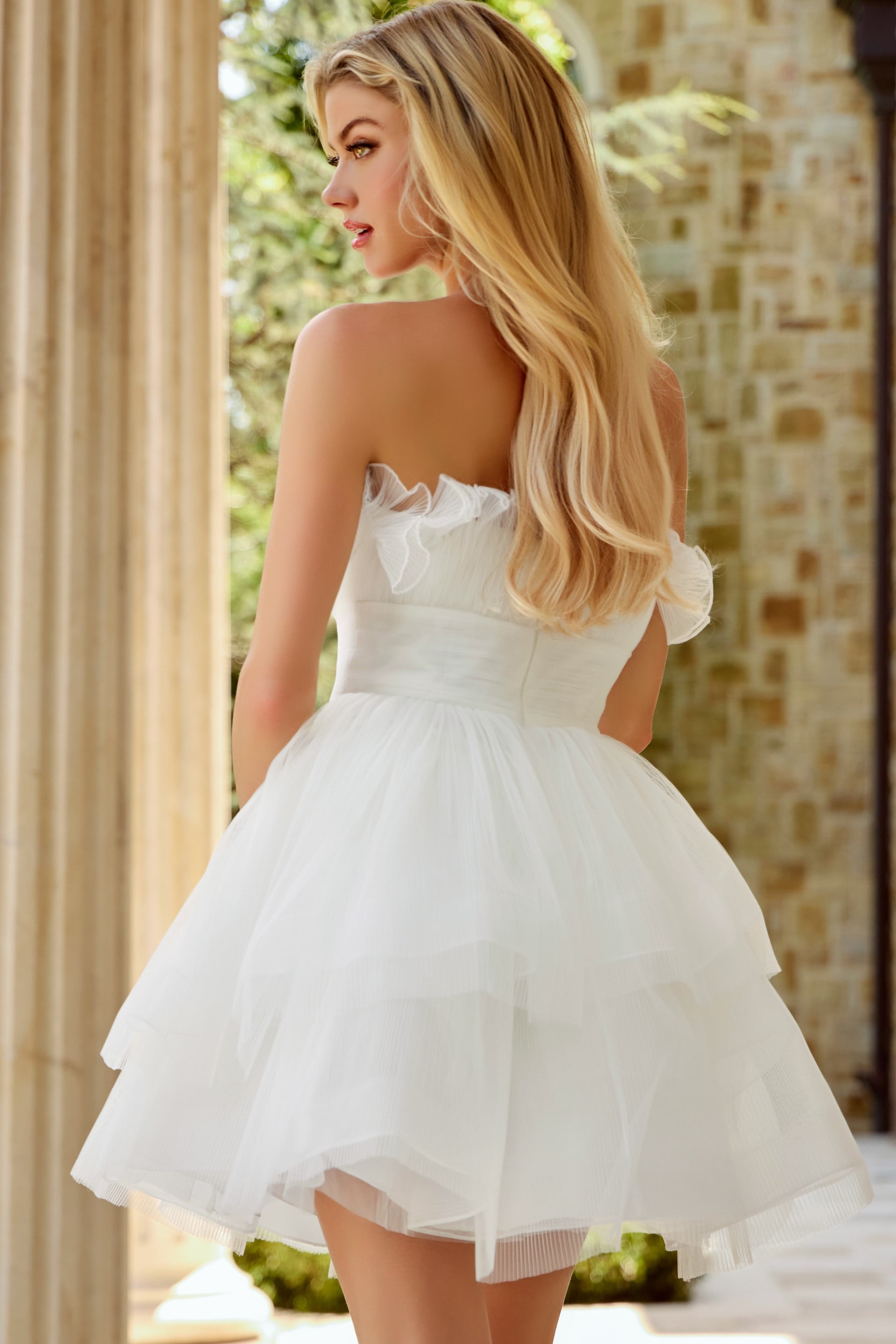 Tulle Mini Dress with Ruffled Bodice 42340 | Jovani