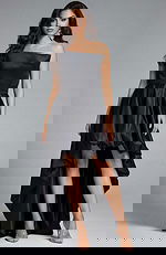 black high low strapless dress 42357