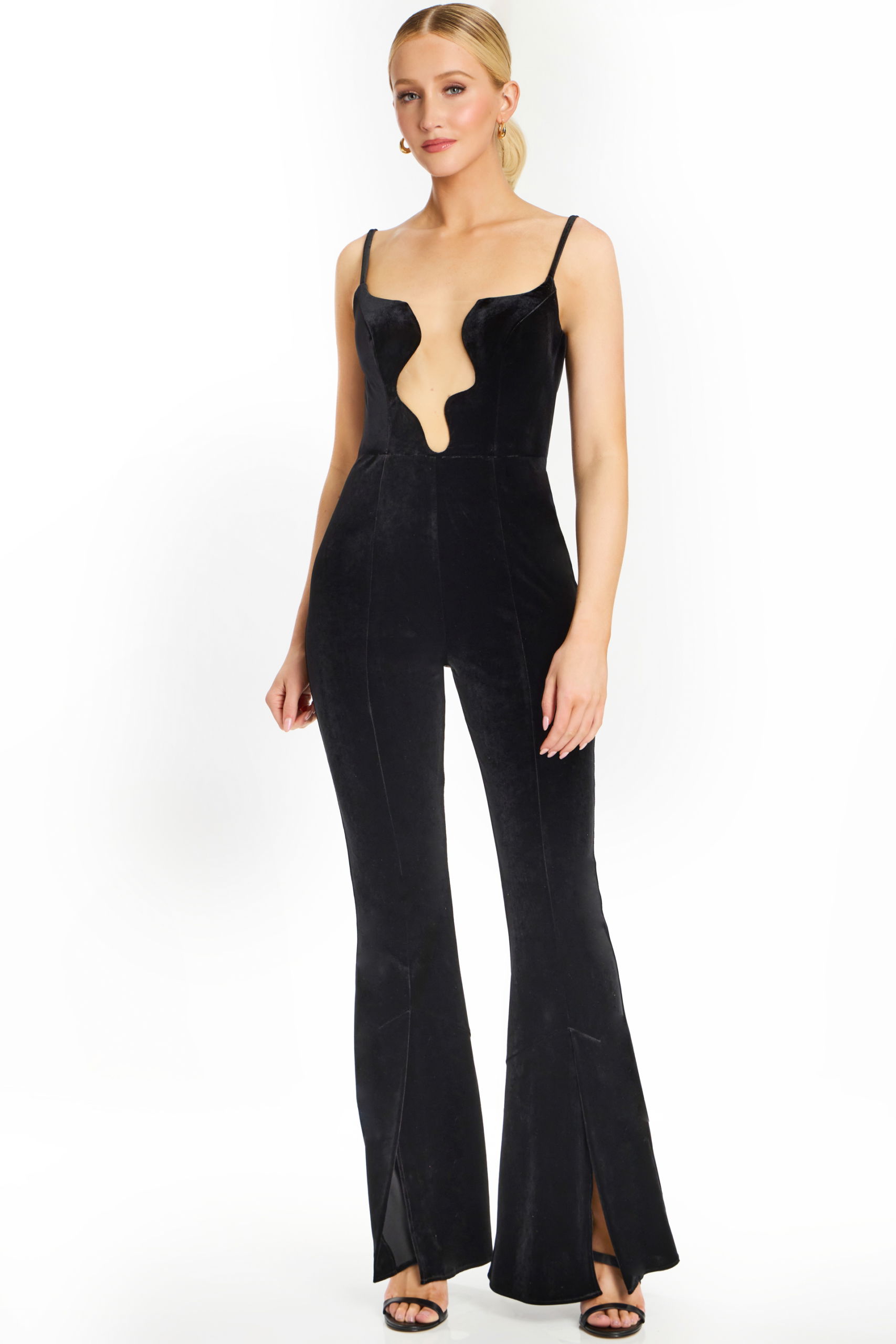 Plunging Neck Jumpsuit with Flared Pants 42393 Jovani
