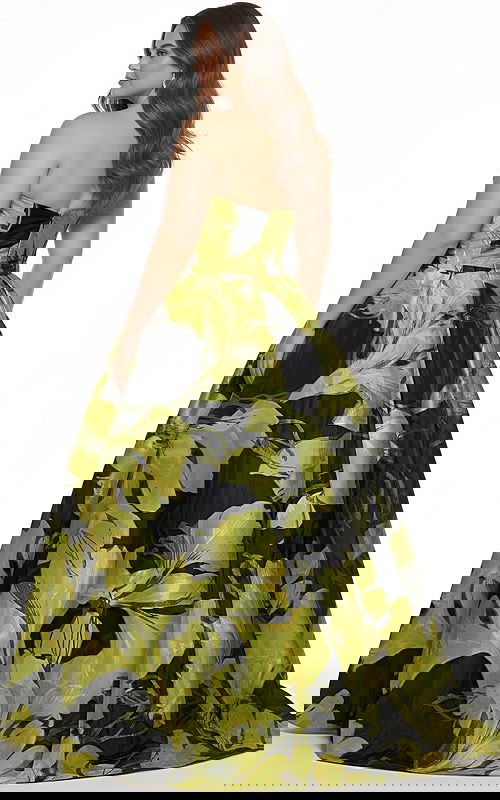 strapless green and black ball gown with pockets 42435