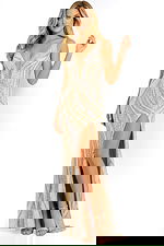 Sequin V Neck Gown with Illusion Bodice 42512 - Image 14