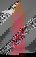 pleated strapless flowy dress 42564