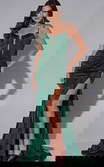 green high slit dress 42639