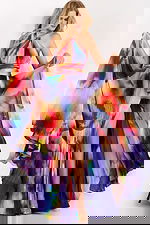 halter neck multi color print dress 42717