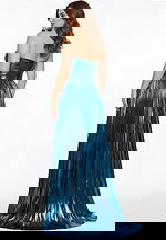 pleated teal color dress 42733