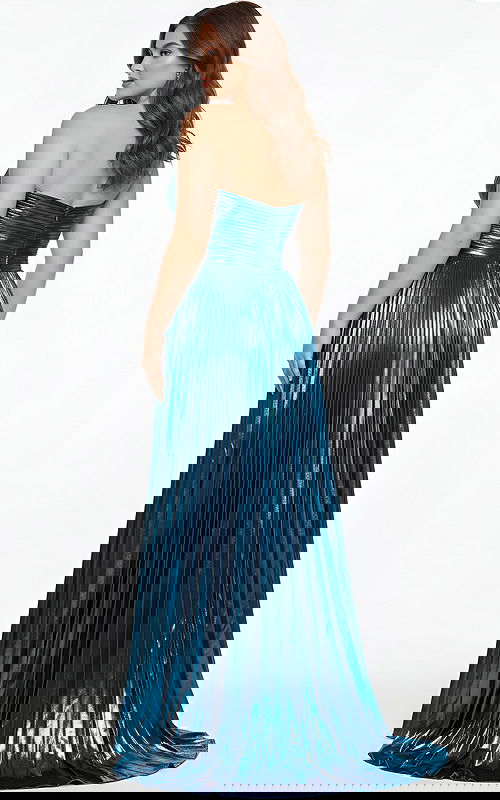 pleated teal color dress 42733