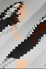 high neck fitted black dress 42745