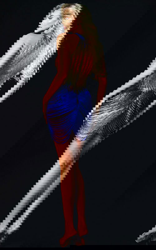 Gradient beaded prom dress with shimmering crystal embellishments