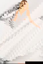 Elegant white pleated evening gown