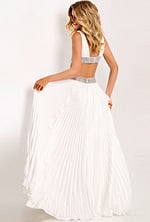 Flowy pleated gown with plunging neckline
