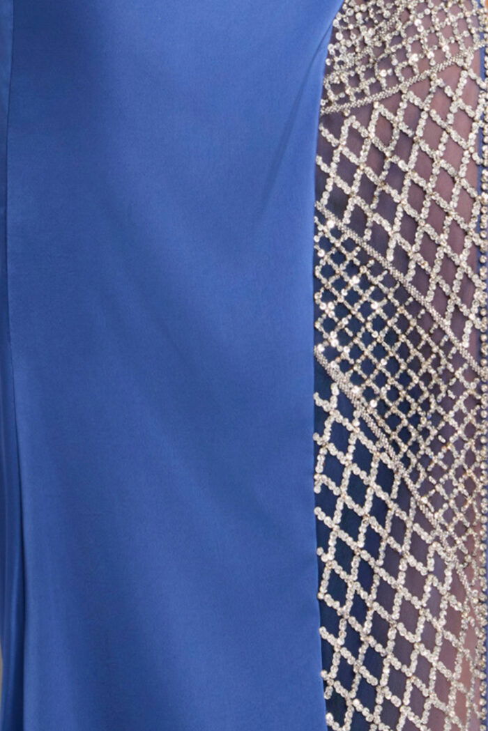 blue and beaded fabric for style 42850