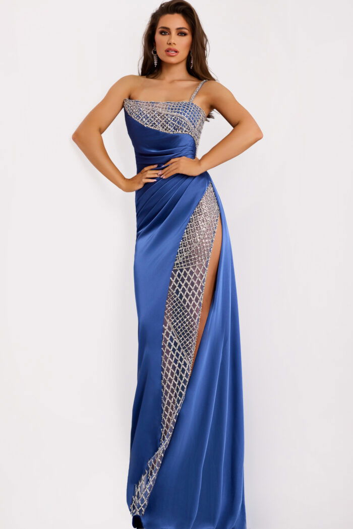 beaded satin evening dress 42850