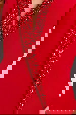 red beaded fabric for style 42853