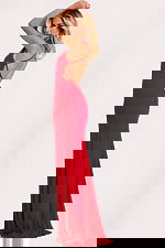 Strappy back evening gown with ruched detail and sequin accents