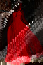 red halter neck flowy couture dress 42861