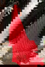 Halter Neck Pleated Gown With Floral Appliqué 42861 - Image 2