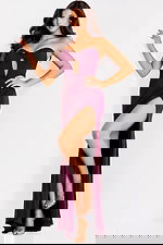 Burgundy evening dress with sweetheart neckline and draped bodice