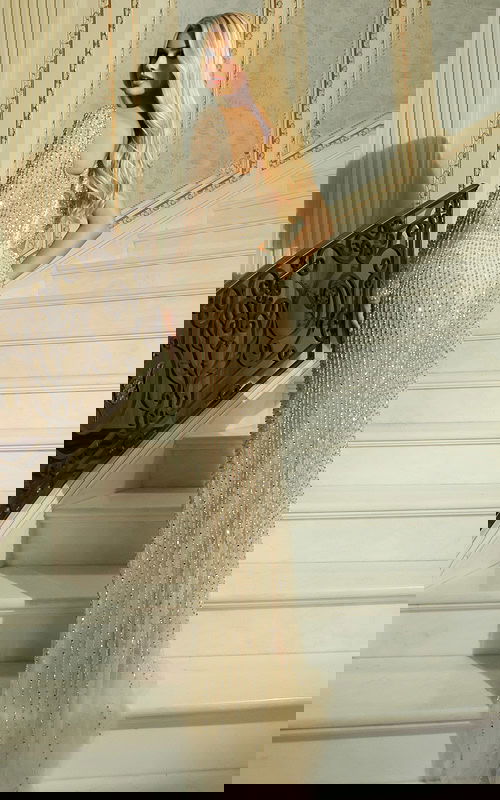 beaded sheer long dress 42953