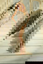 nude one shoulder embellished dress 42953