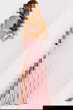 Fitted prom dress with beaded bra cups and slit