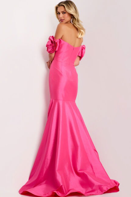 Pink Mermaid Evening Gown Back View