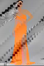 embellished high slit dress 43018