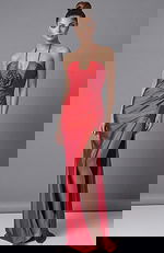 halter neck satin red dress 43041