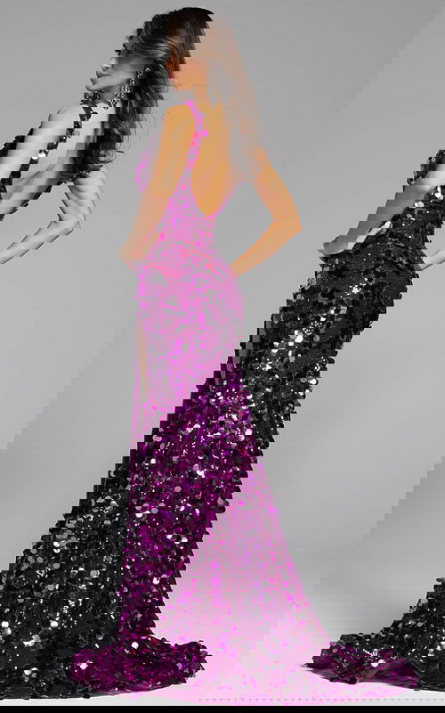 purple embellished backless dress 43056