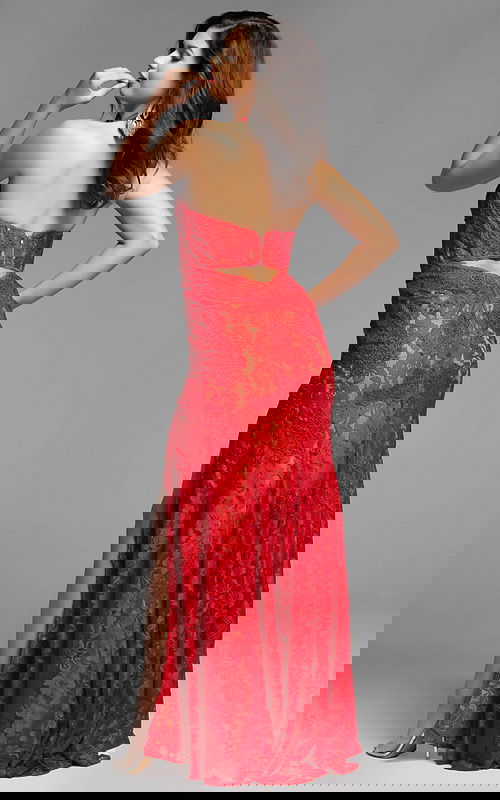 lace red prom dress 43097