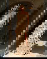 Strapless Tiered Evening Gown With Side Slit 43161