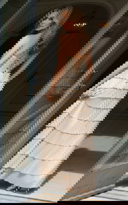 strapless teired a line dress 43161