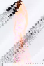 Light pink floral prom dress with beaded details