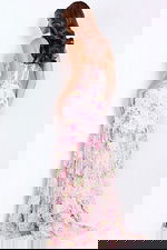 Floral embellished prom dress with sheer corset bodice