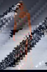 black multi floral high slit dress 43172