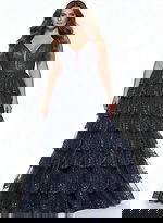 plunging neckline tiered dress 43198