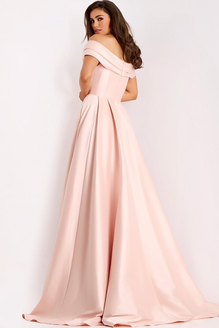 Blush Sequined Gown with High Slit 43380 main image 1