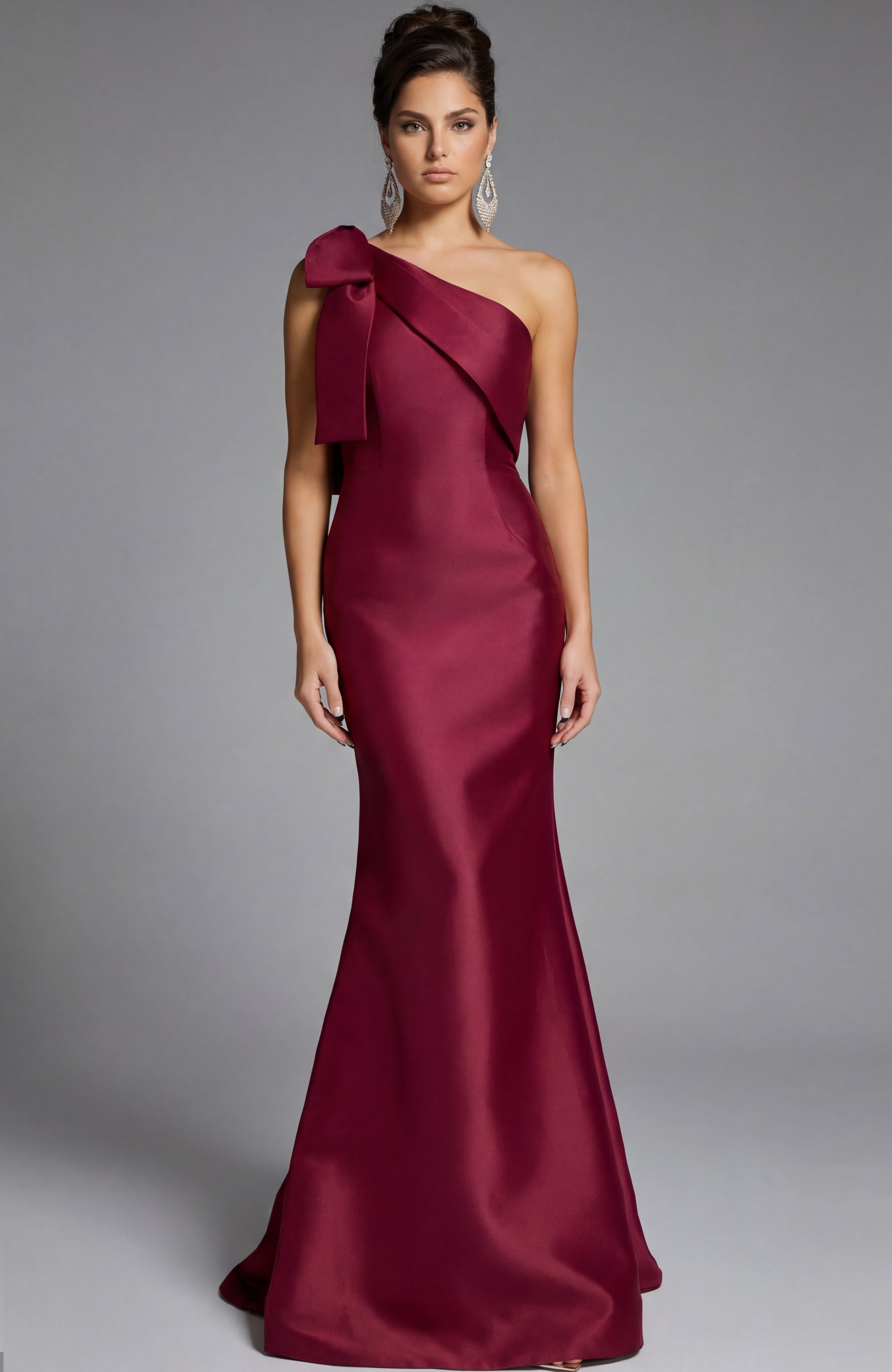 43361-FRONT one shoulder taffeta evening dress 43361