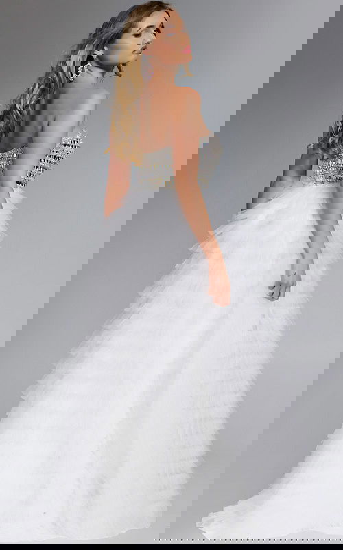 layered a line prom dress with beaded bodice 43412