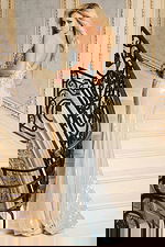 Formal dress with keyhole front, crystals, and open back