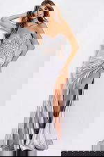 Fitted strapless prom dress with embellished top